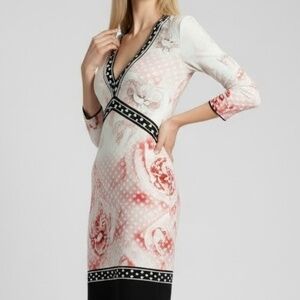 Roberto Cavalli  Abito Pale Pink Rose and Polka Dot Print Bodycon Spring Dress